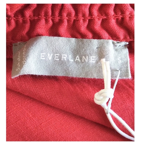 NWT Everlane Smocked Linen Dress - Goji Berry - Picture 10 of 13